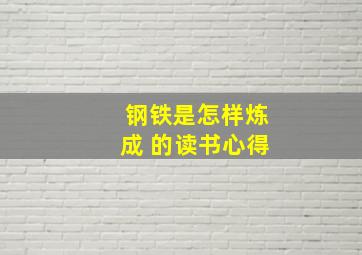 钢铁是怎样炼成 的读书心得